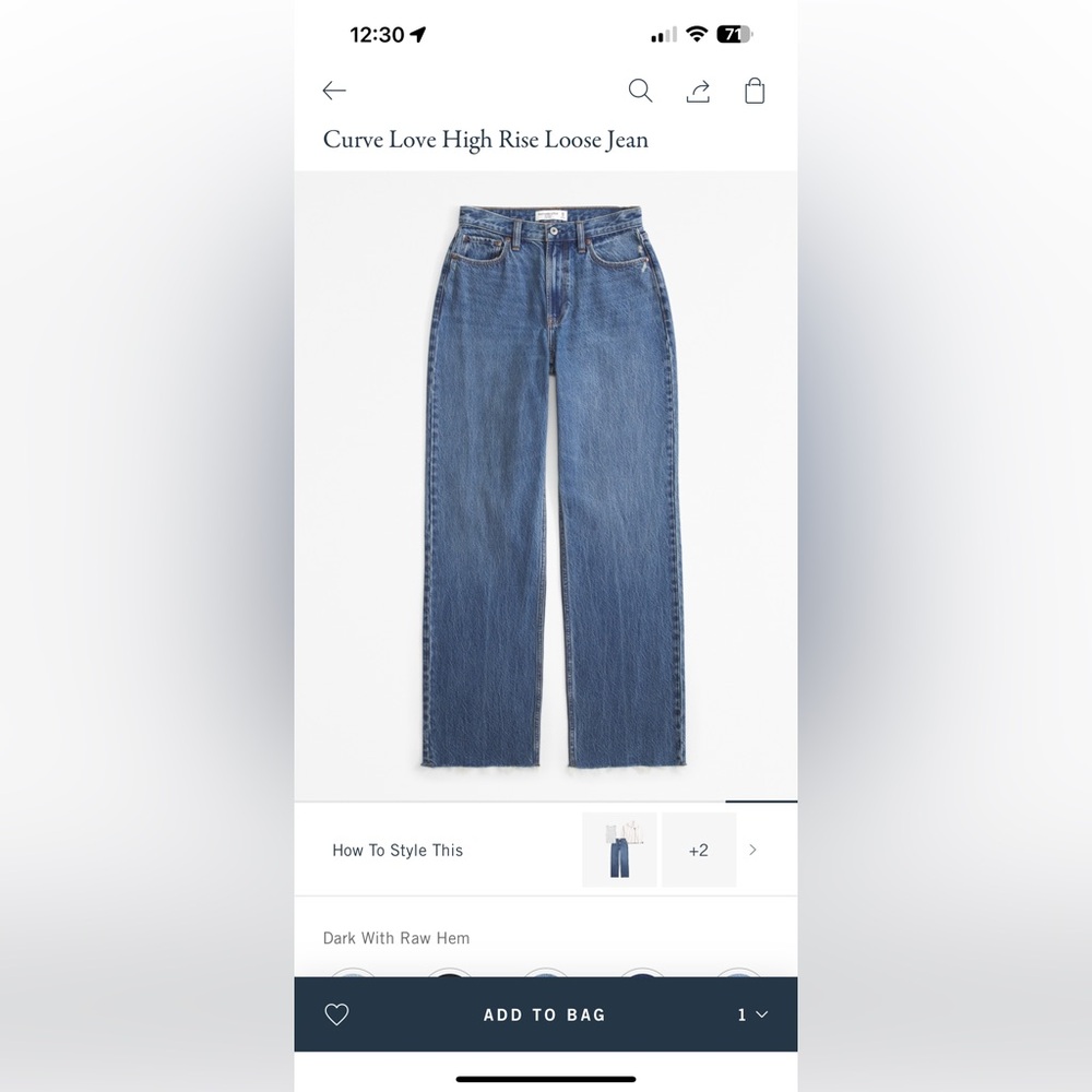 Abercrombie High Rise Curve Love Loose Fit Jeans